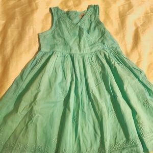 Beautiful detailed turquoise colored dress for girls 3-4yrs (Fabindia)
